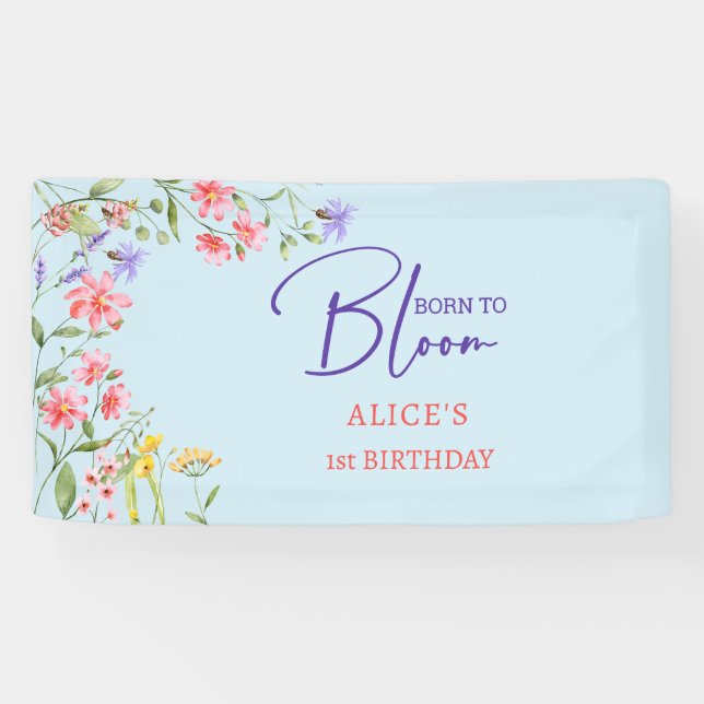 Geboren, wilde Blume zu blühen Kindergeburtstag Banner (Horizontal)