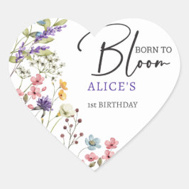 Geboren, wilde Blume zu blühen Kindergeburtstag Herz-Aufkleber