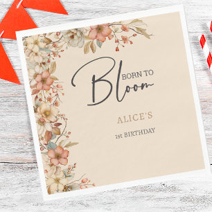 Geboren, wilde boho Blume Kindergeburtstag zu blüh Serviette