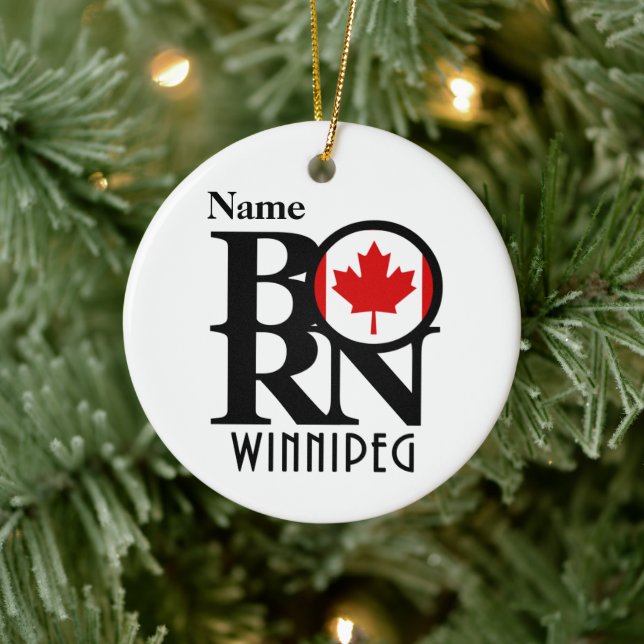 GEBOREN Winnipeg Keramik Ornament (Baum)