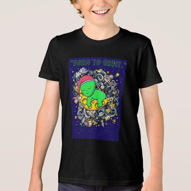 geboren zu Alien im Orbit schlafend Tri-Blend Shirt (Vorderseite)