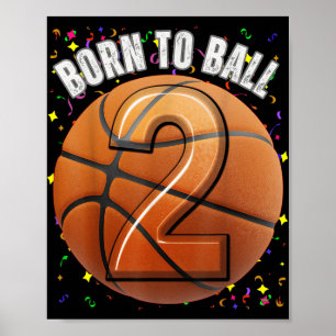 Geboren zu Basketball 2. Geburtstag Zwei Girls Jun Poster