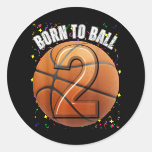 Geboren zu Basketball 2. Geburtstag Zwei Girls Jun Runder Aufkleber