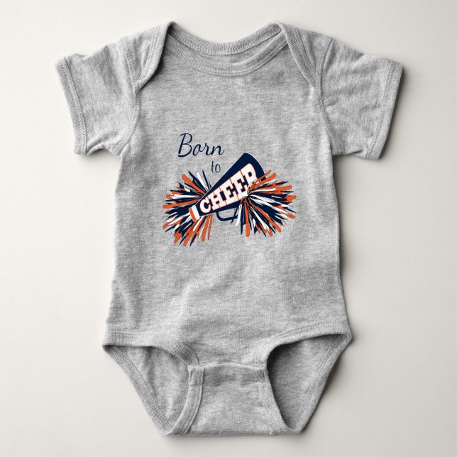 Geboren zu Chef - Navy Blue, Orange und White Baby Strampler (Vorderseite)