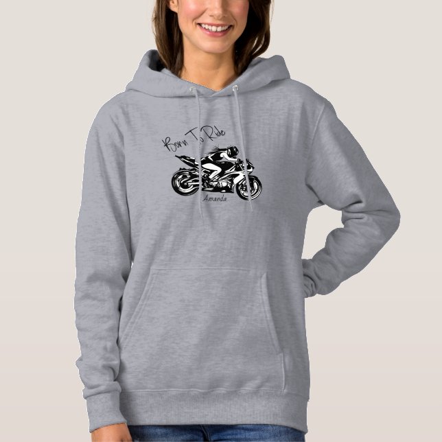 Geboren zu fahren Personalisierter Name Hoodie (Vorderseite)