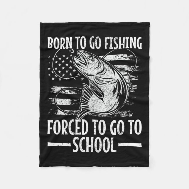 Geboren zu fischen B Fisch Fischer Boy Kind Funny Fleecedecke (Vorderseite)