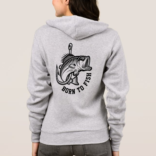 Geboren zu fischen hoodie (Rückseite)