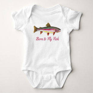 "Geboren zu Fischen" Rosa Regenbogenforelle Baby Strampler