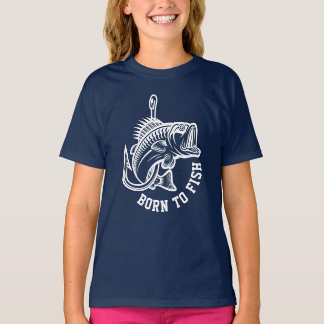 Geboren zu fischen T-Shirt (Vorderseite)