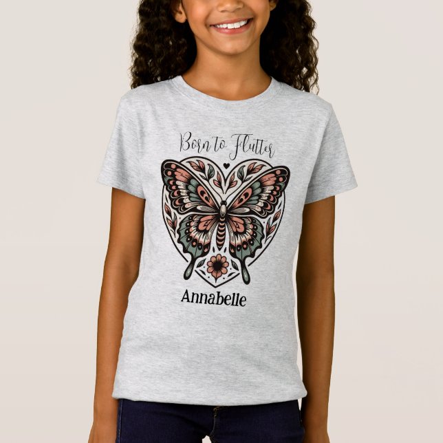 Geboren zu Flutter Boho Gray T - Shirt (Vorderseite)