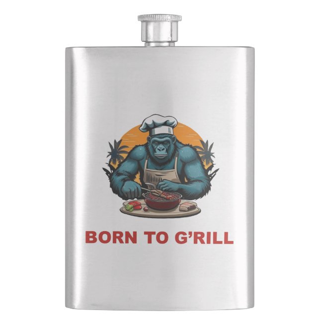 Geboren zu G'rill GRILLEN Master Fun Puff Flachmann (Vorderseite)
