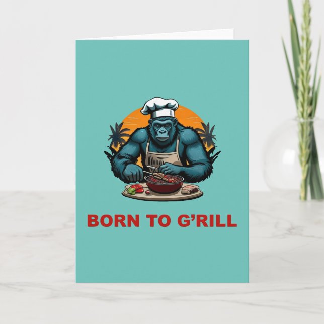 Geboren zu G'rill GRILLEN Master Fun Puff Karte (Vorderseite)