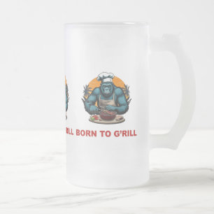 Geboren zu G'rill GRILLEN Master Fun Puff Mattglas Bierglas