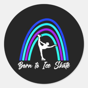 Geboren zu Ice Skate Ice Skaten Abbildung Skate Ic Runder Aufkleber