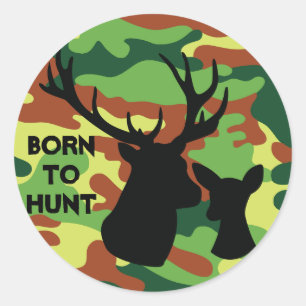 Geboren zu jagen Deer Buck Camouflage Army Colors  Runder Aufkleber