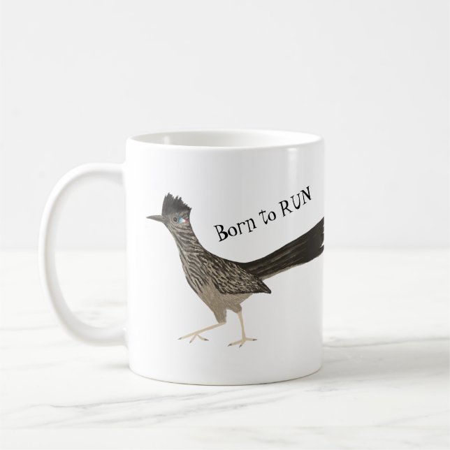 GEBOREN ZU LAUFEN! Roadrunner Roadlaufstift Gezeic Kaffeetasse (Links)