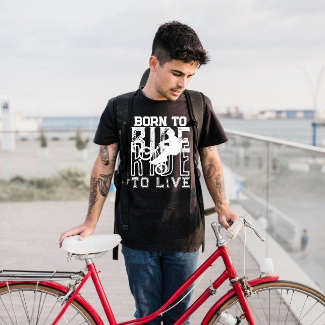 GEBOREN ZU REISEN, UM LEBEND Radfahrrad RUNDE Blac T-Shirt (Von Creator hochgeladen)