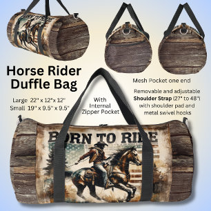 Geboren zu reiten Plakatreiter Brown Duffle Bag
