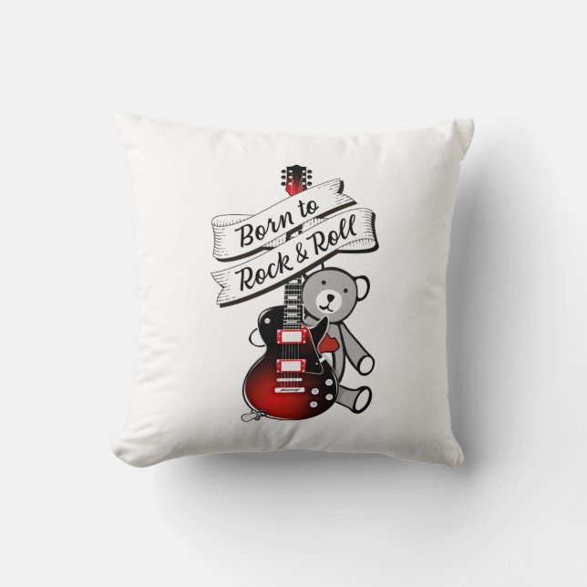 Geboren zu Rock and Roll Baby Bear Kids Gitarre Kissen (Vorderseite)