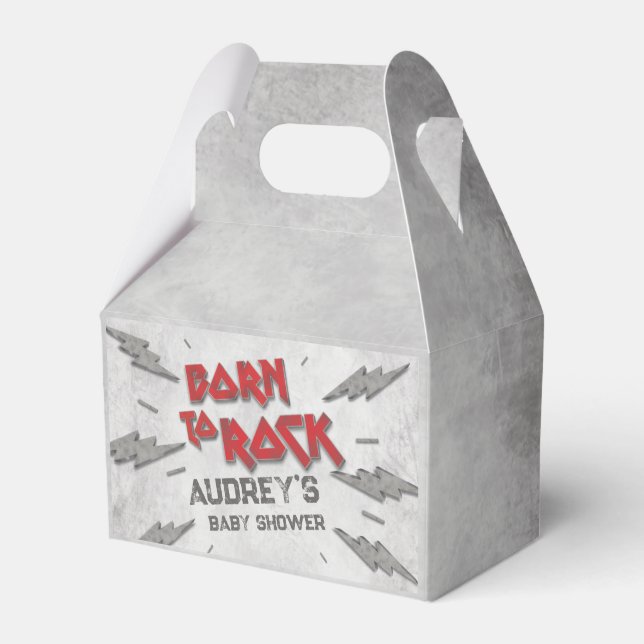 Geboren zu Rock - Babydusche Geschenkschachtel (Vorderseite)