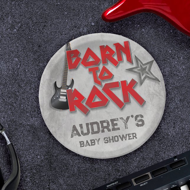 Geboren zu Rock - Babydusche Pappteller (Von Creator hochgeladen)