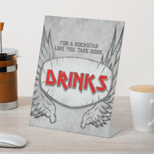 Geboren zu Rock - Drinks Zeichen Sockelschild