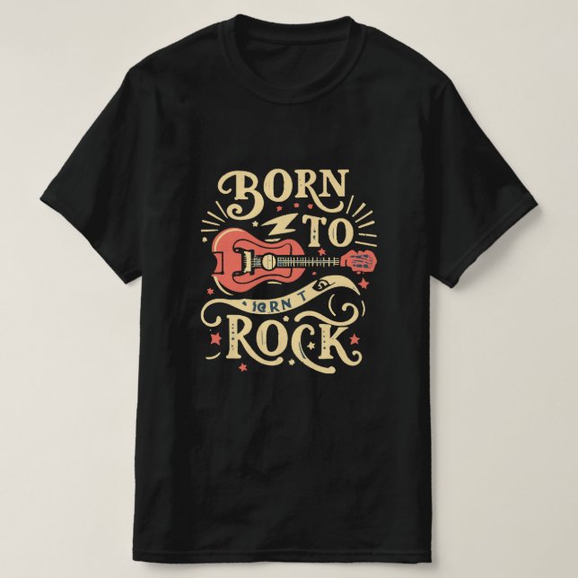 Geboren zu Rock Electric Guitar T-Shirt (Design vorne)