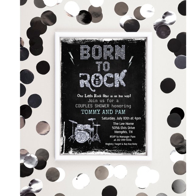 Geboren zu Rock Rock Star Baby Shower Einladung (Von Creator hochgeladen)