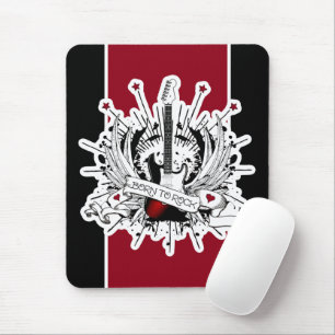 Geboren zu Rock & Roll Music Gitarre Tattoo Musike Mousepad