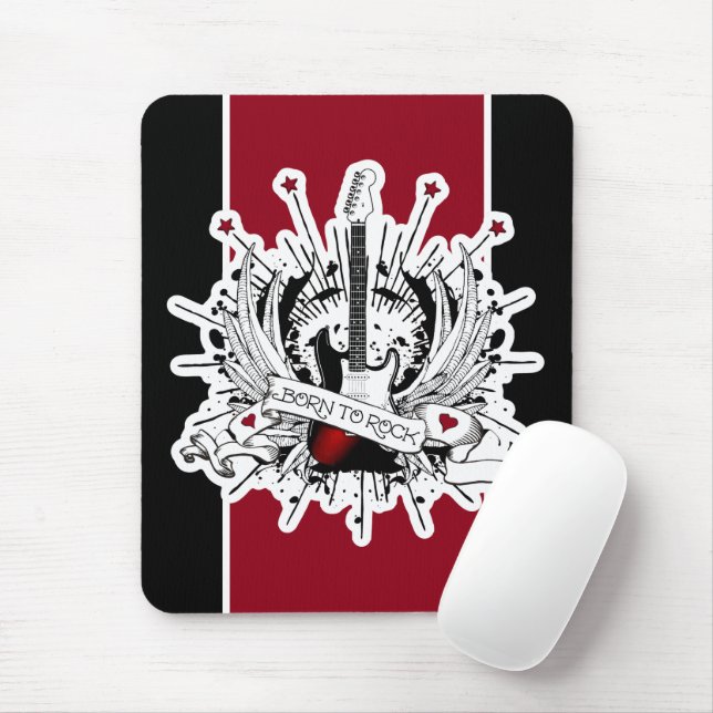 Geboren zu Rock & Roll Music Gitarre Tattoo Musike Mousepad (Mit Mouse)