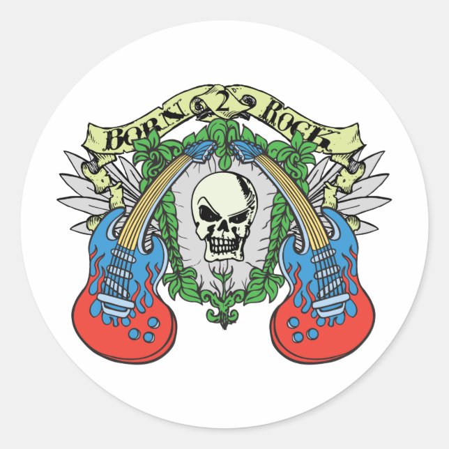 Geboren zu Rock Runder Aufkleber (Vorderseite)