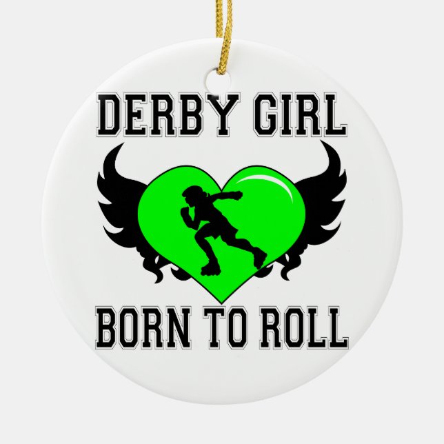 Geboren zu rollen: Derby-Mädchen Keramikornament (Vorne)