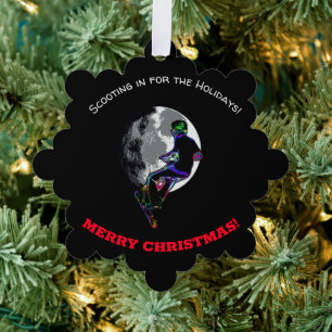 Geboren zu Scoot - Scooter Rider and Moon Ornament Karte