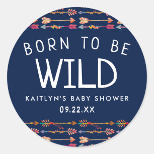 Geboren zu sein, wilde Stamm Boho Pfeile Baby Dusc Runder Aufkleber