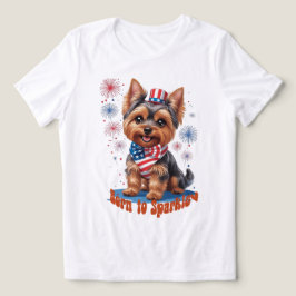 Geboren zu Sparkle - Niedlich Yorkie 4. Juli Patri Tri-Blend Shirt