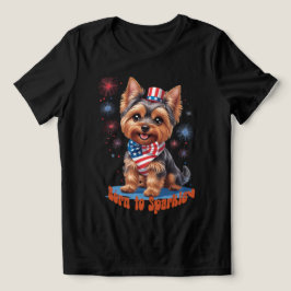Geboren zu Sparkle - Niedlich Yorkie 4. Juli Patri Tri-Blend Shirt