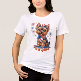 Geboren zu Sparkle - Niedlich Yorkie 4. Juli Patri Tri-Blend Shirt