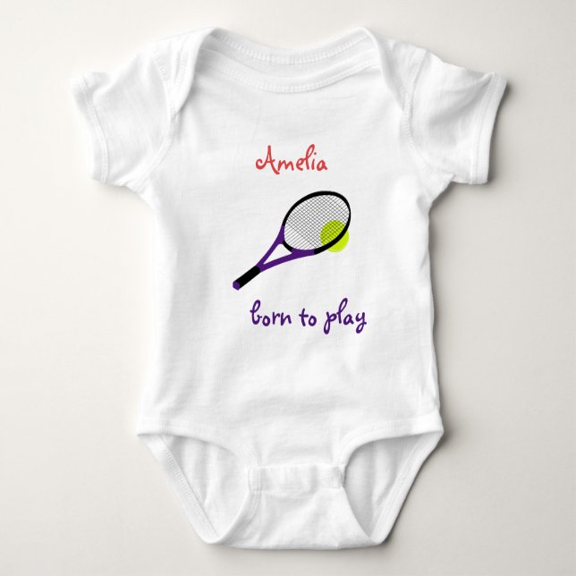 Geboren zu spielen, Tennisball und Racquet, person Baby Strampler (Vorderseite)