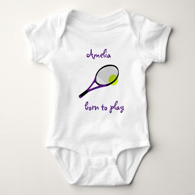 Geboren zu spielen, Tennisball und Racquet, person Baby Strampler (Vorderseite)