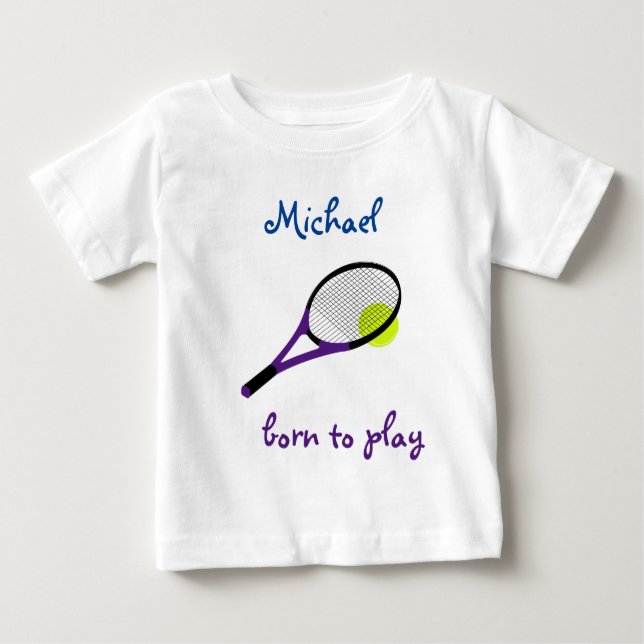 Geboren zu spielen, Tennisball und Racquet, person Baby T-shirt (Vorderseite)