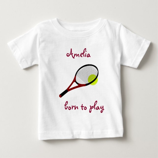 Geboren zu spielen, Tennisball und Racquet, person Baby T-shirt (Vorderseite)