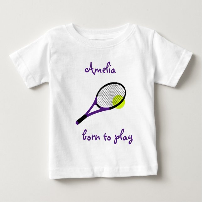Geboren zu spielen, Tennisball und Racquet, person Baby T-shirt (Vorderseite)