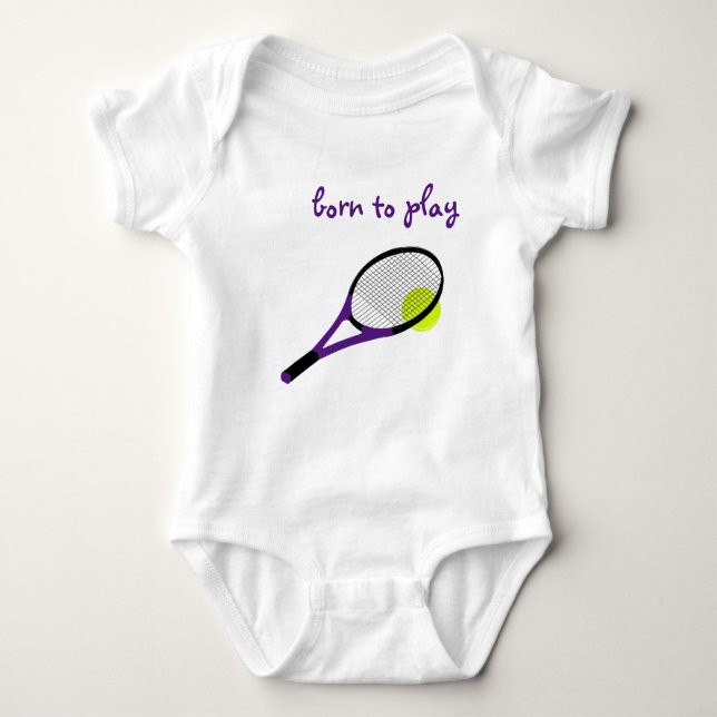 Geboren zu spielen, Tennisball und Racquet, trendi Baby Strampler (Vorderseite)