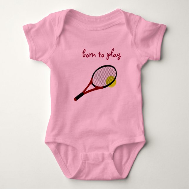 Geboren zu spielen, Tennisball und Racquet, Trendr Baby Strampler (Vorderseite)