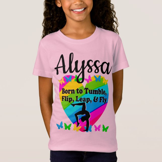 GEBOREN ZU TUMBLE GYMNAST GIRL DESIGN T-Shirt (Vorderseite)