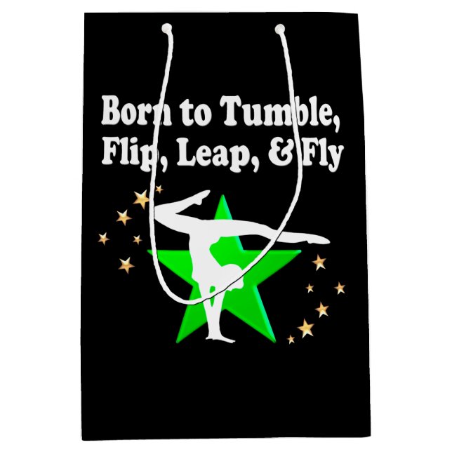 GEBOREN ZU TUMBLE GYMNASTICS-DESIGN MITTLERE GESCHENKTÜTE (Vorderseite)