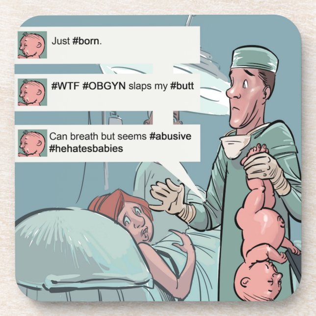 Geboren zu Tweetend lustiger Cartoon Untersetzer (Vorderseite)