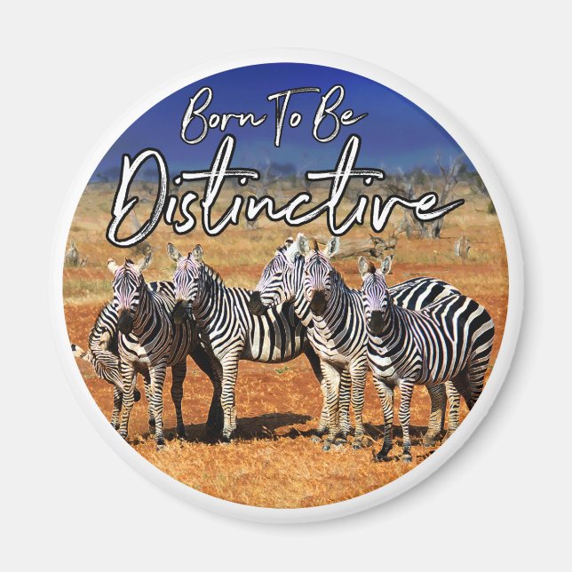 "Geboren zu unterscheiden" Zebra Art Magnet (Vorne)