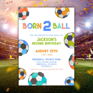 Geboren zum Ball Fun Soccer 2. Geburtstag Einladun Einladung