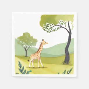 Geboren zum Erkunden Giraffe Aquarellmalerei Serviette